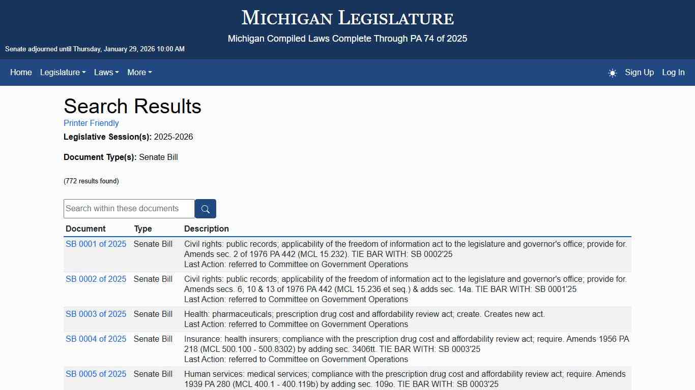 Search Results - Michigan Legislature