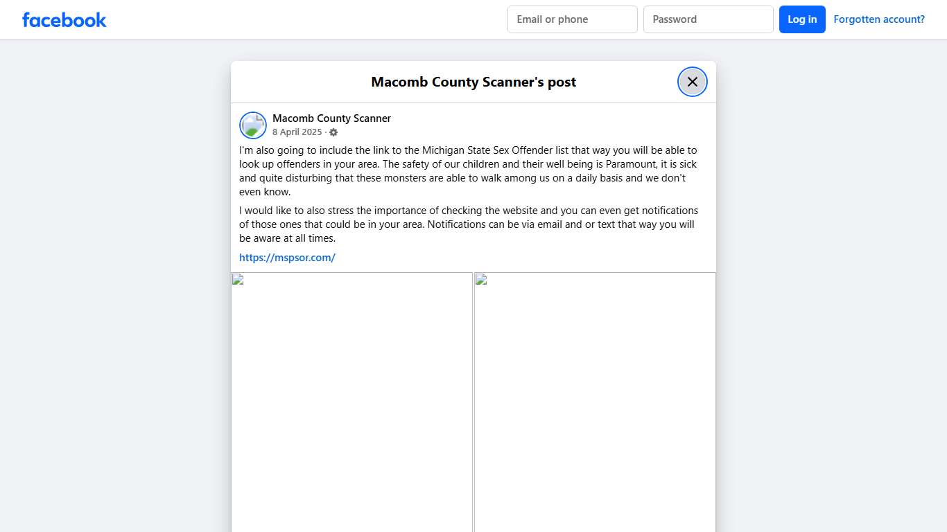 I'm also going to include the link... - Macomb County Scanner Facebook